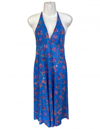 Vestito vintage azzurro con fiori tg M