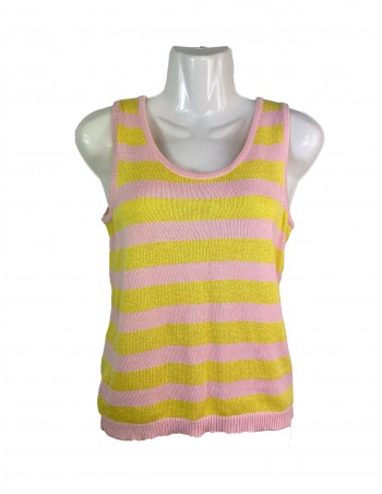 CANOTTA VINTAGE A RIGHE ROSA GIALLA