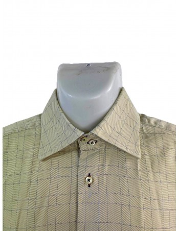 CAMICIA VINTAGE QUADRETTI BEIGE BLU 40 2