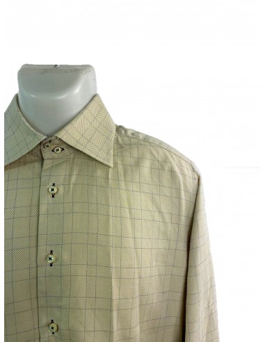 CAMICIA VINTAGE QUADRETTI BEIGE BLU 40
