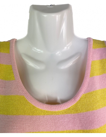 CANOTTA VINTAGE A RIGHE ROSA GIALLA 2