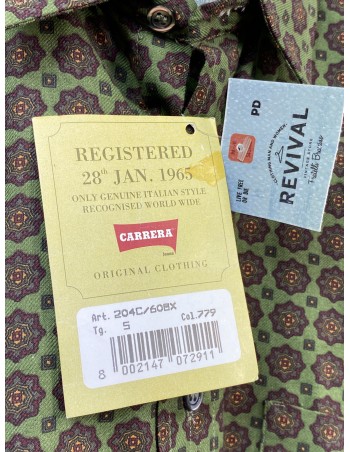 Camicia Carrera anni 80 in Cotone Verde e Bordeaux con Cartellino Originale Taglia S 2